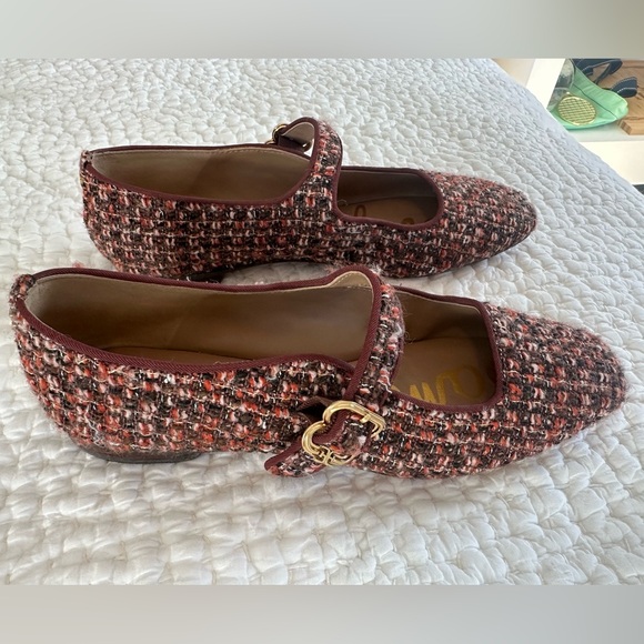 Sam Edelman Tweed Mary Jane Flats - Red and Black - Picture 3 of 6